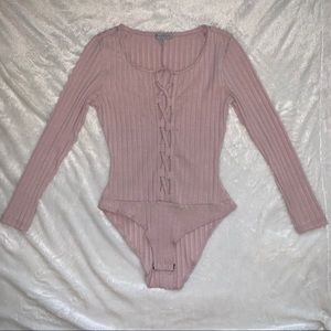 Pink ribbed bodysuit